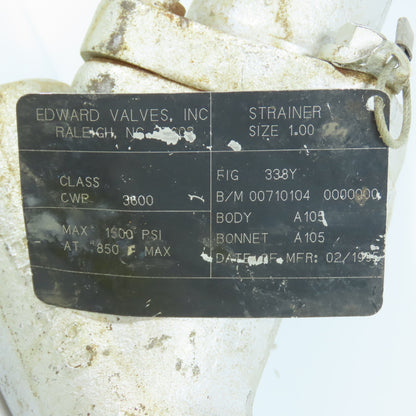 Edward Valves 00710104 338Y Y-Strainer 1" Forged Steel 3600 CWP A105