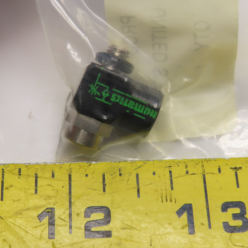 Numatics 0FCRN 10/32" UNF Male Female Swivel Flow Control Elbow 90° Lot Of 2
