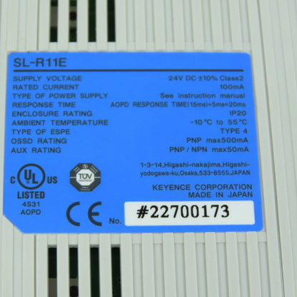 Keyence SL-R11E Safety Control Unit Relay 24VDC PNP Type 4 IP20