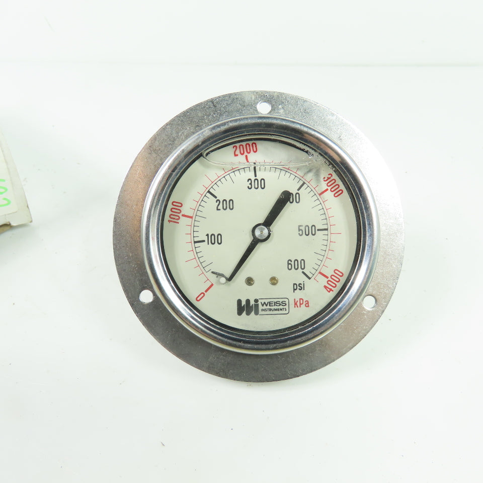 Weiss Instruments LF251-600-4B Liquid Filled Pressure Gauge 0-600 PSI 1/4" NPT