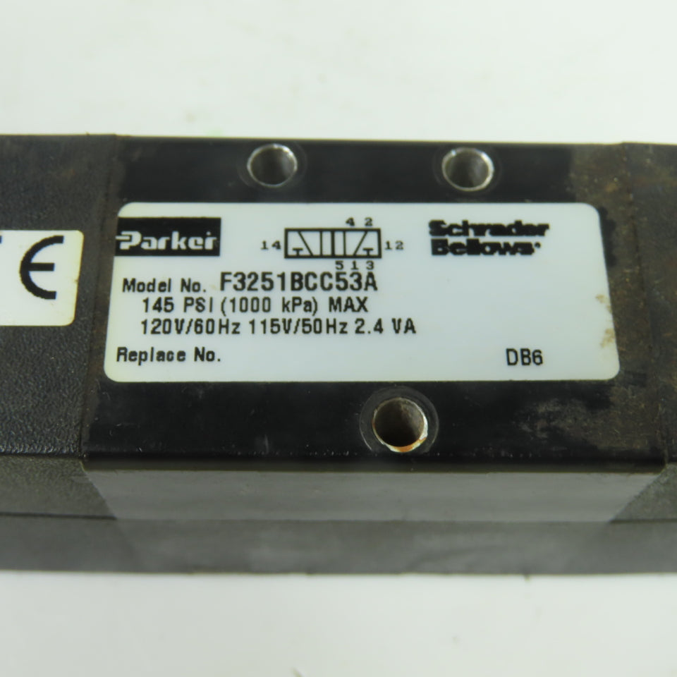 Parker F3251BCC53A Solenoid Valve 145 PSI 120V/60Hz 115V/50Hz 2.4VA