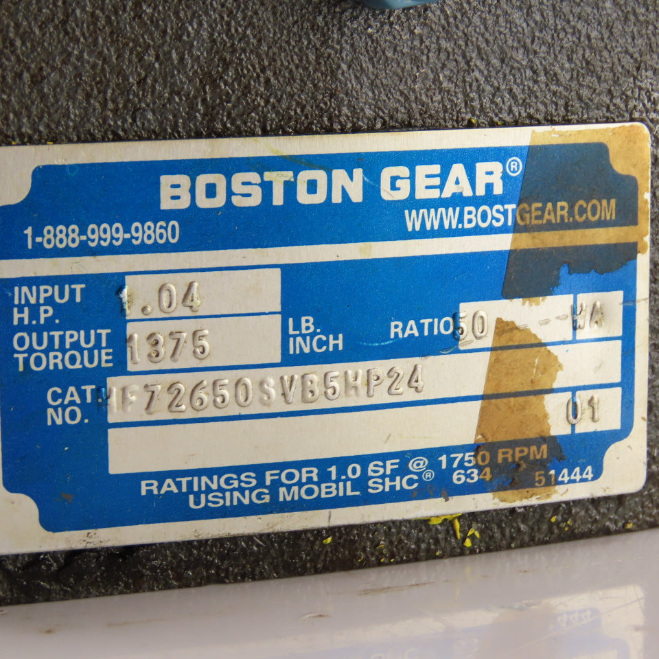 Boston Gear F72650SVB5HP24 700 Series Speed Reducer 50:1 Ratio 56C Input