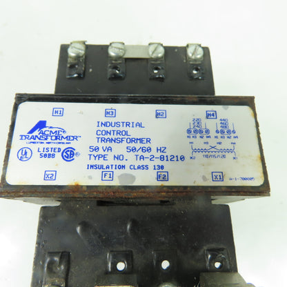 Acme TA-2-81210 Control Transformer 50VA 220-480v Pri 110/120V Sec