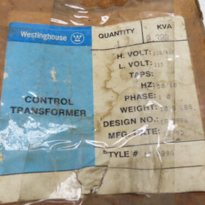 Westinghouse 1F0896 230/460V Pri 115V Sec 0.300kVa 1Ph Transformer NOS