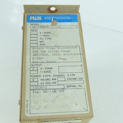 RiS SC-1390-C Strain Gauge Transmitter 4-20mA 115VAC