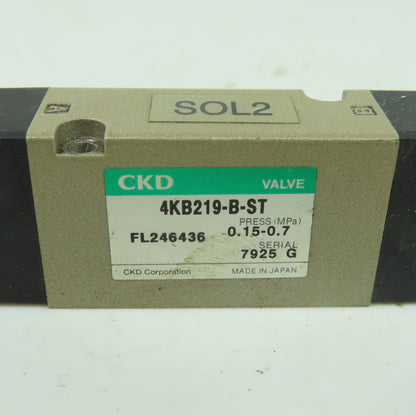 CKD 4KB219-B-ST Solenoid Valve DC 24V 0.15-0.7 MPa