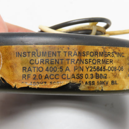 Instrument Transformers Inc. Y25645-008-06 400:5 Ratio Current Transformer
