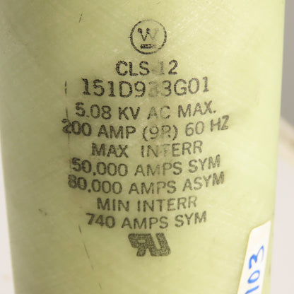 Westinghouse 151D933G01 CLS-12 Current Limiting Fuse 5.08KV 200A High Voltage