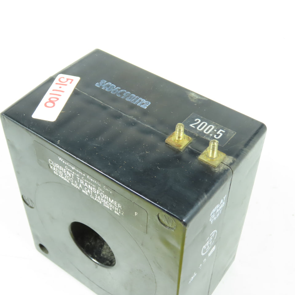 Westinghouse 3486C98H12 Current Transformer 200:5 Ratio 600V 50-400Hz