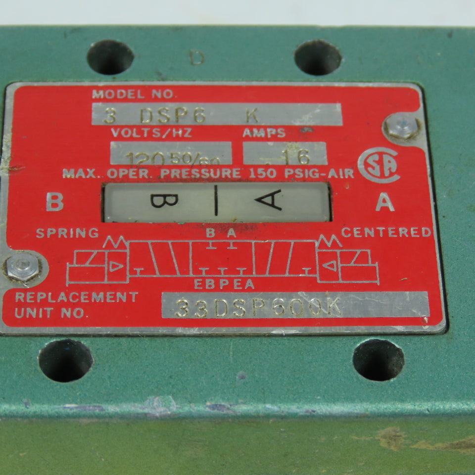 Numatics 33DSP600K Double Solenoid Pneumatic Air Control Valve 120V