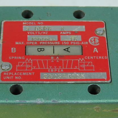 Numatics 33DSP600K Double Solenoid Pneumatic Air Control Valve 120V