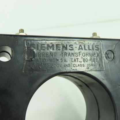 Siemens-Allis 80-801 Current Transformer 800:5A Ratio 600V