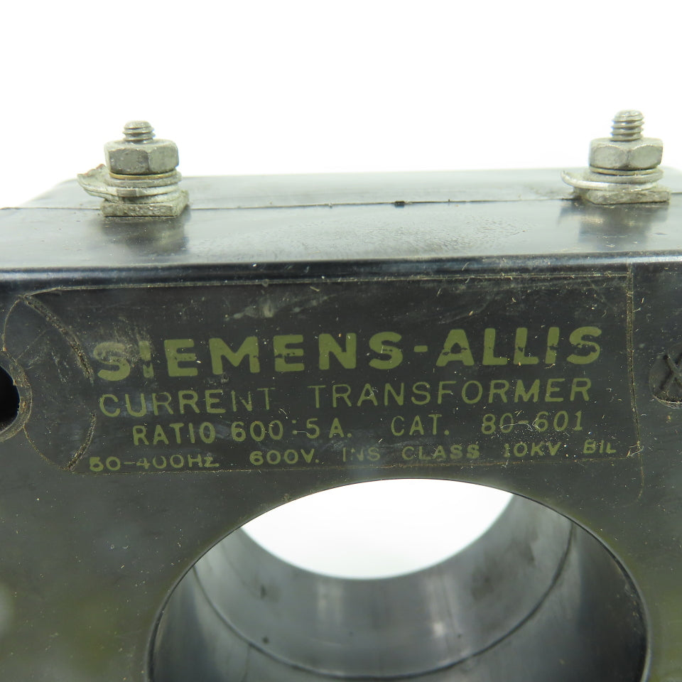 Siemens-Allis 80-601 Current Transformer 600:5A 600V 50-400Hz