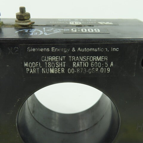 Siemens 00-873-068-019 180SHT Current Transformer Ratio 600:5 A
