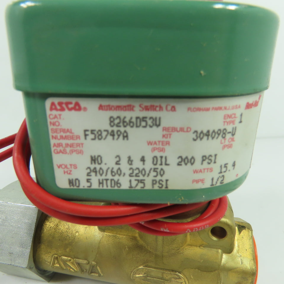 ASCO 8266D53V 1/2" 2-Way Solenoid Valve 240/220V 200 PSI