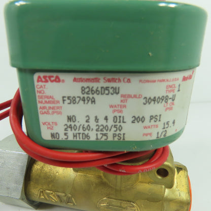 ASCO 8266D53V 1/2" 2-Way Solenoid Valve 240/220V 200 PSI