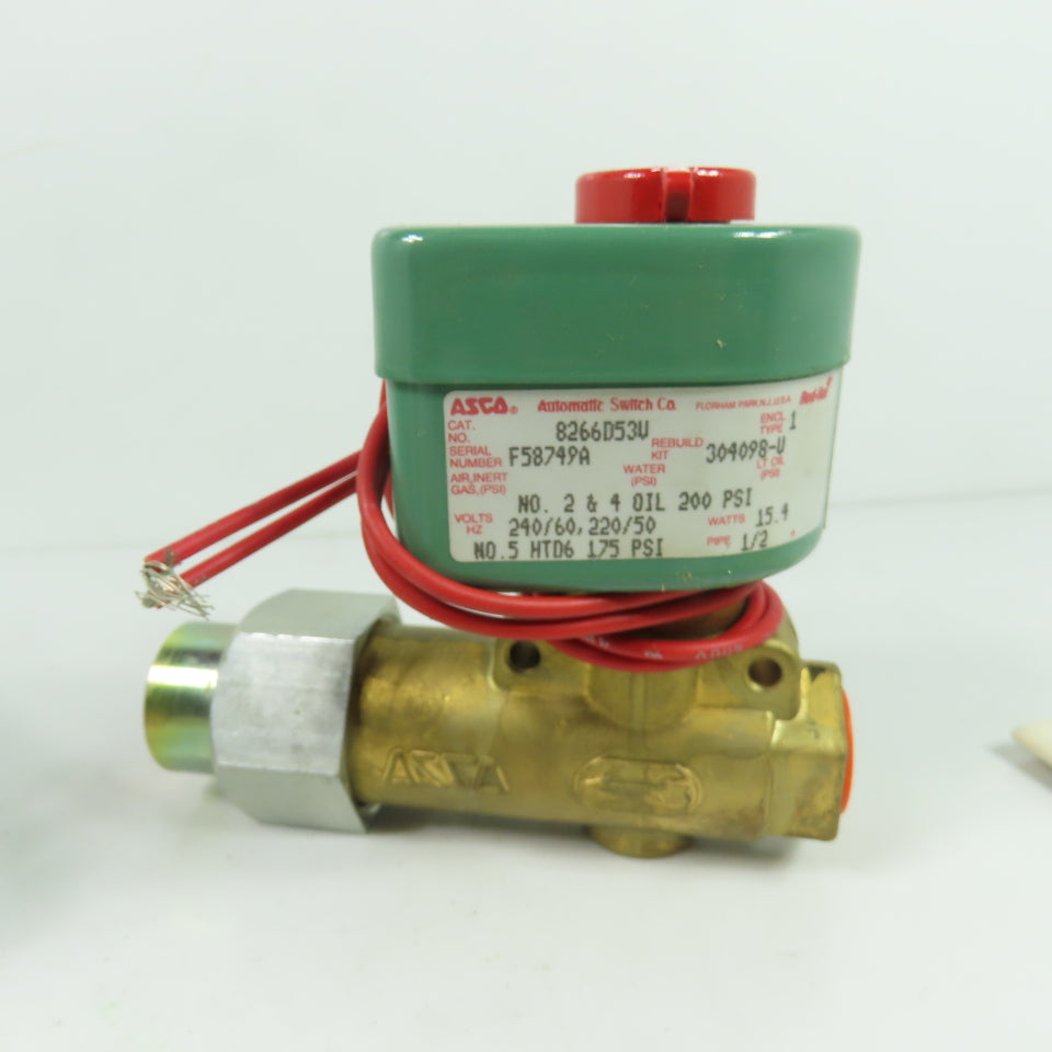 ASCO 8266D53V 1/2" 2-Way Solenoid Valve 240/220V 200 PSI