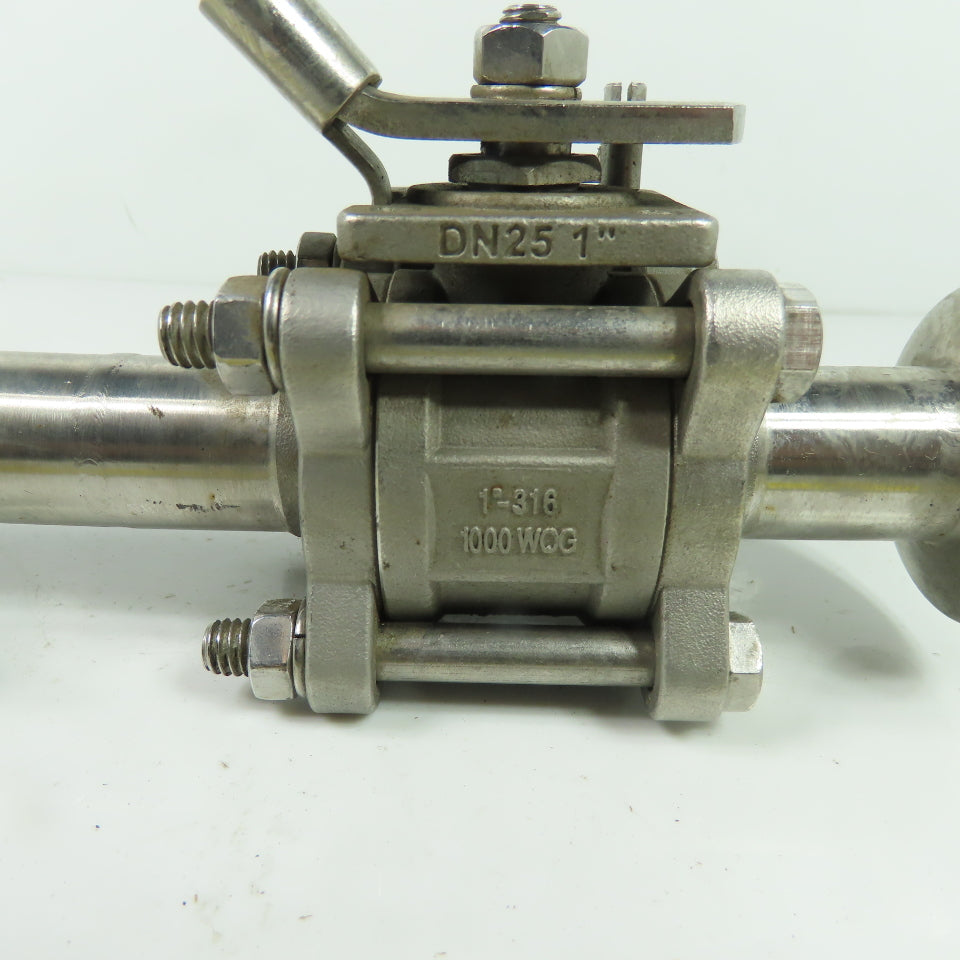 VNE 823525-100 1" 3-Way Sanitary Ball Valve 316L Stainless 1000 WOG
