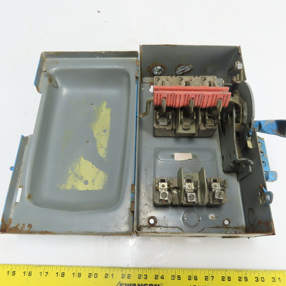 Square D 30A 3-Pole Fusible Safety Disconnect Switch 3Ph 600VAC