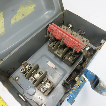 Square D 30A 3-Pole Fusible Safety Disconnect Switch 3Ph 600VAC