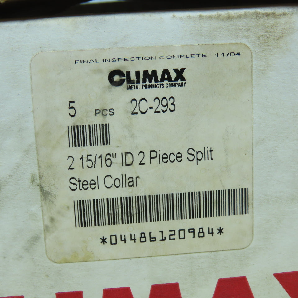 Climax 2C-293 2-Piece Split Shaft Collar Steel 2-15/16" ID box Of 5