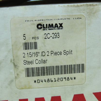 Climax 2C-293 2-Piece Split Shaft Collar Steel 2-15/16" ID box Of 5