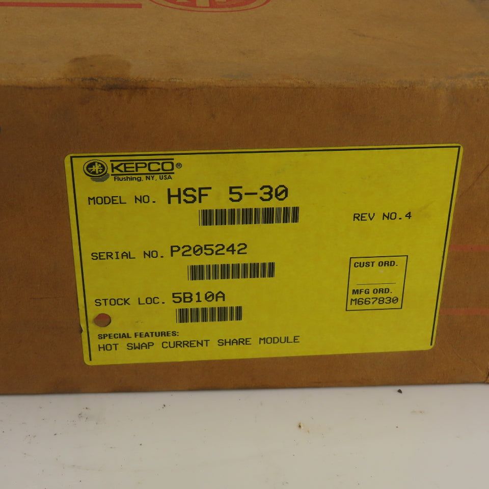 Kepco HSF 5-30 Hot Swap Current Share Module Rev No 4