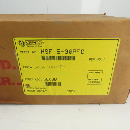 Kepco HSF 5-30PFC Power Supply Rev No. 1 NEW