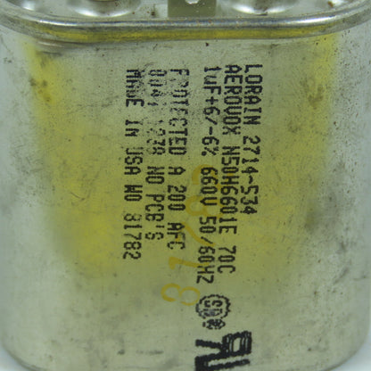 Aerovox 2714-534 N50H6601E 1uF 660VAC Oval Run Capacitor 50/60Hz Lorain