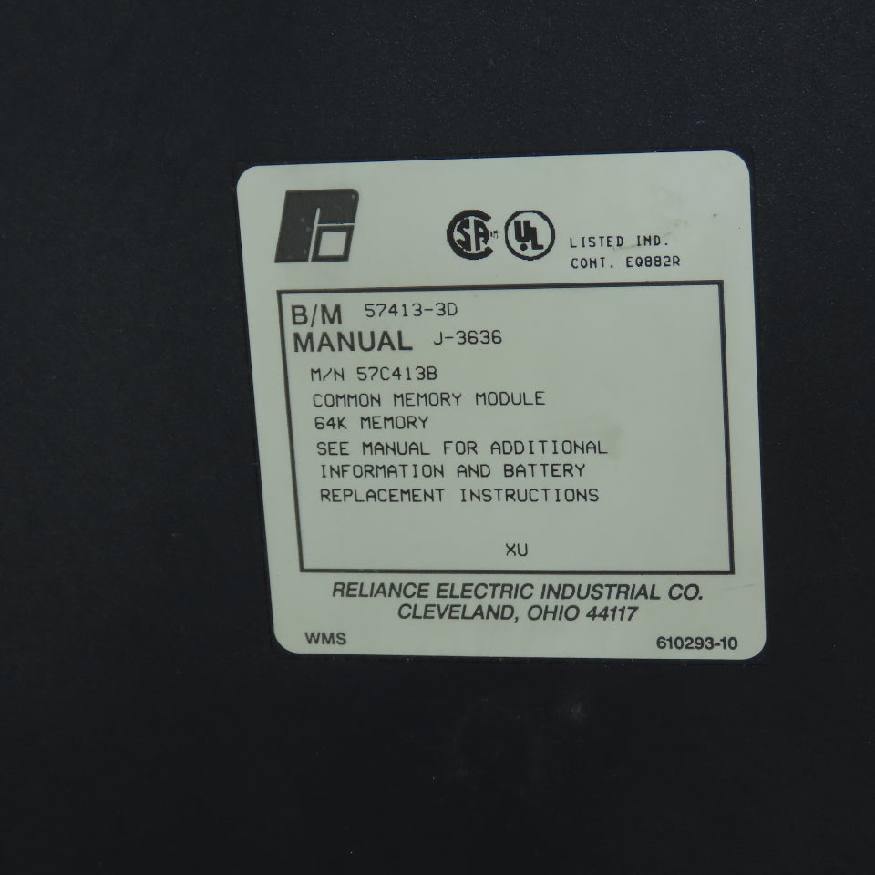 Reliance Electric 57413-3D 57C413B Common Memory Module 64K Memory