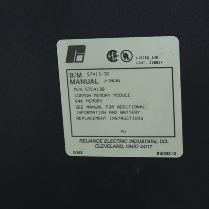 Reliance Electric 57413-3D 57C413B Common Memory Module 64K Memory