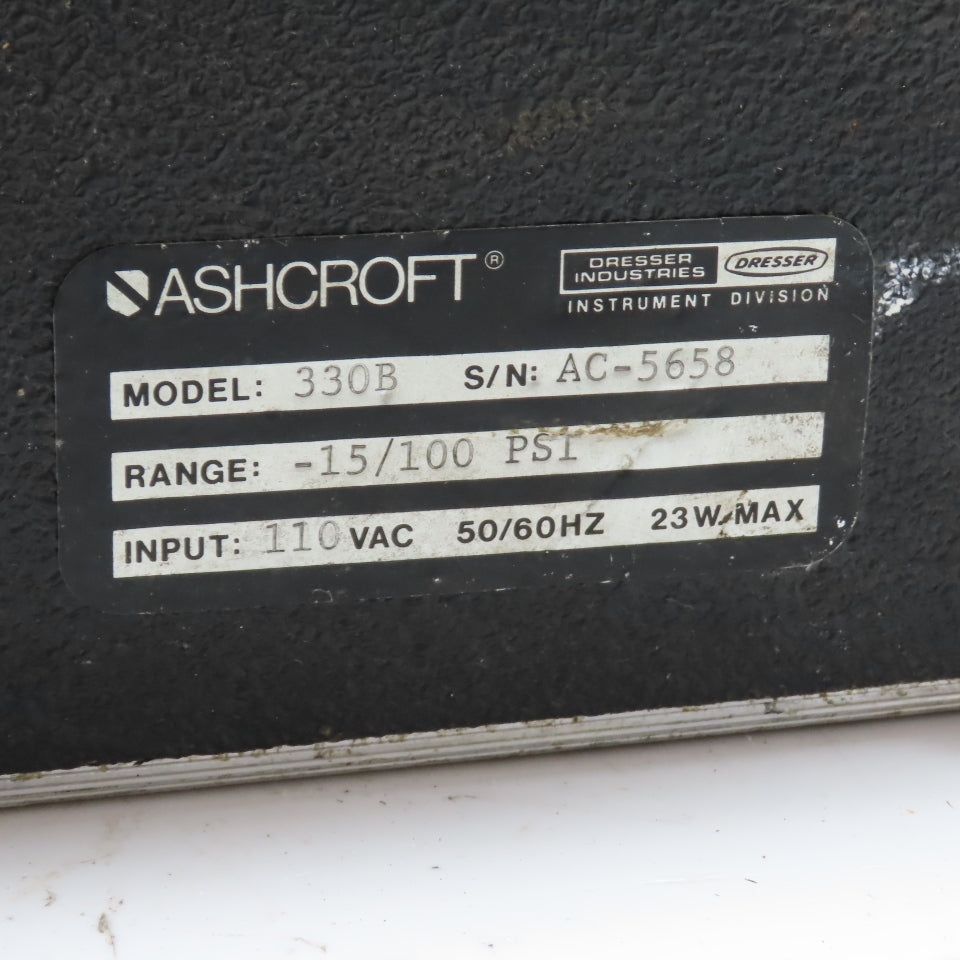 Ashcroft 330B Portable Pressure Calibrator -15 to 100 PSI (Powers Up)
