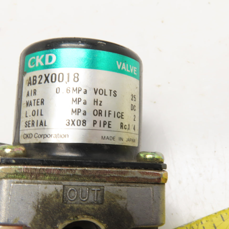 CKD AB2X0018 Rc1/4 Solenoid Valve 25VDC Lot Of 2