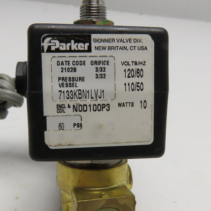 Parker 7133KBN1LVJ1 Solenoid Valve 1/4" NPT 120/110V