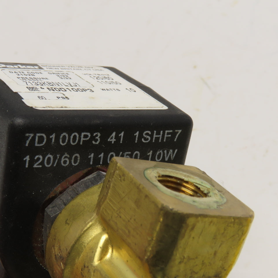 Parker 7133KBN1LVJ1 Solenoid Valve 1/4" NPT 120/110V