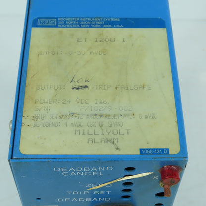 Ametek ET-1208-I Millivolt Alarm 0-50mVDC Input 24VDC Power