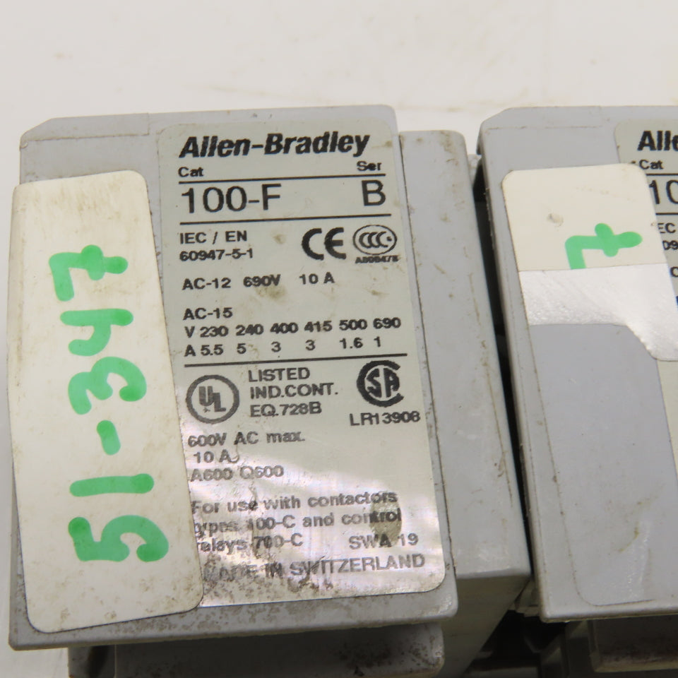 Allen Bradley 100-F Auxiliary Contact Block 600V 10A 4N/O Contacts Lot Of 3