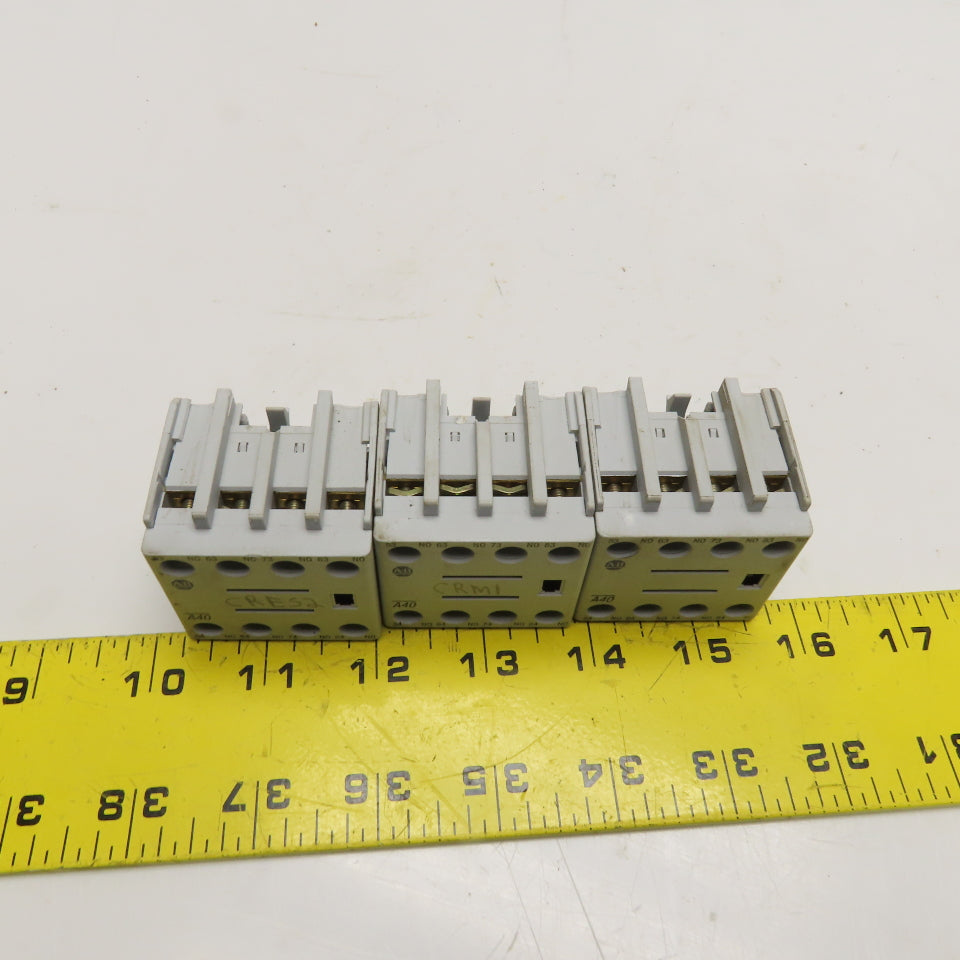 Allen Bradley 100-F Auxiliary Contact Block 600V 10A 4N/O Contacts Lot Of 3