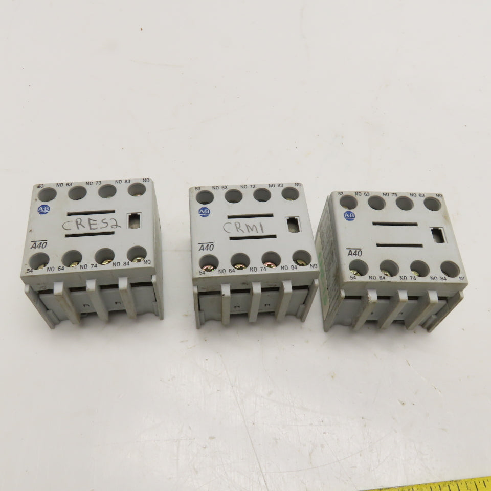 Allen Bradley 100-F Auxiliary Contact Block 600V 10A 4N/O Contacts Lot Of 3