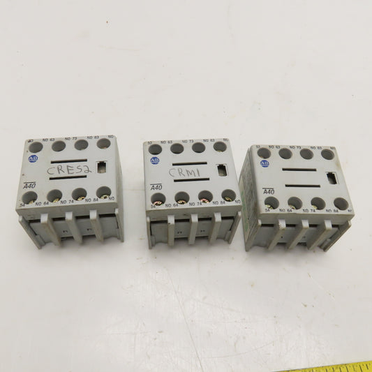 Allen Bradley 100-F Auxiliary Contact Block 600V 10A 4N/O Contacts Lot Of 3