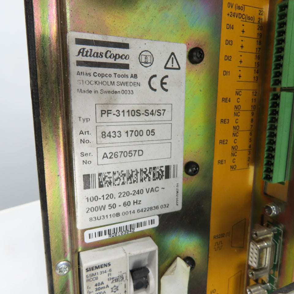 Atlas Copco 8433 1700 05 PF-3110S-S4/S7 Torque Controller 100-240VAC 200W