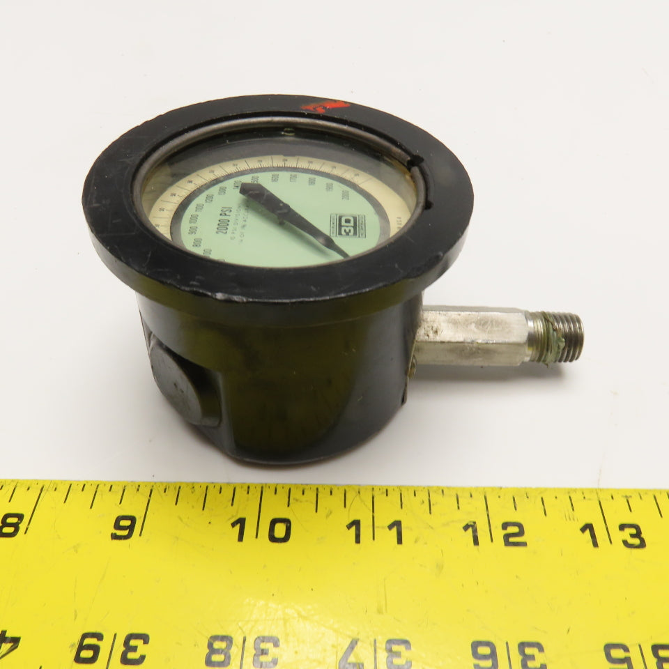 3D Instruments 25542-32B11 0-2000PSI Test Gauge 2-1/2" Face 1/4" NPT Bottom Port