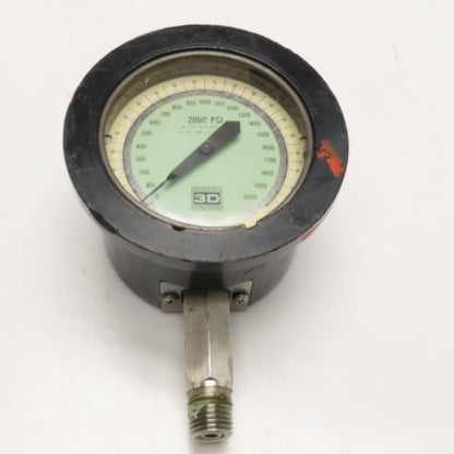 3D Instruments 25542-32B11 0-2000PSI Test Gauge 2-1/2" Face 1/4" NPT Bottom Port