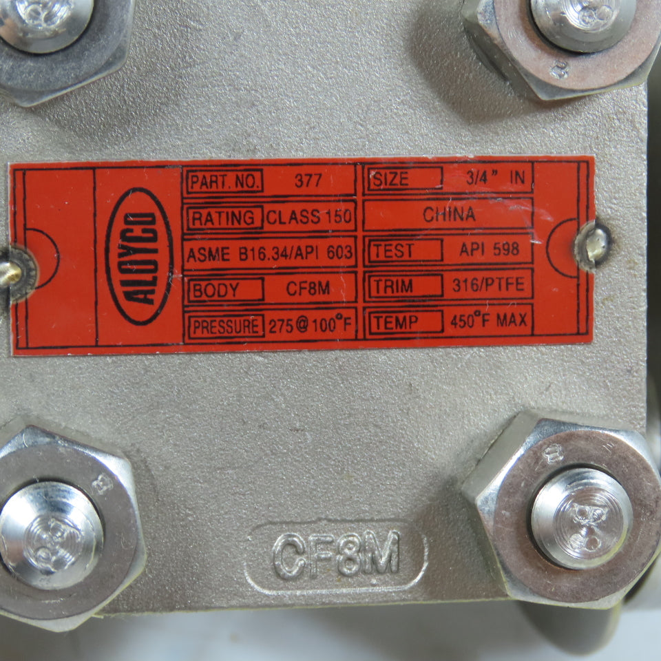 Aloyco 377 3/4" Class 150 Stainless Steel Swing Check Valve