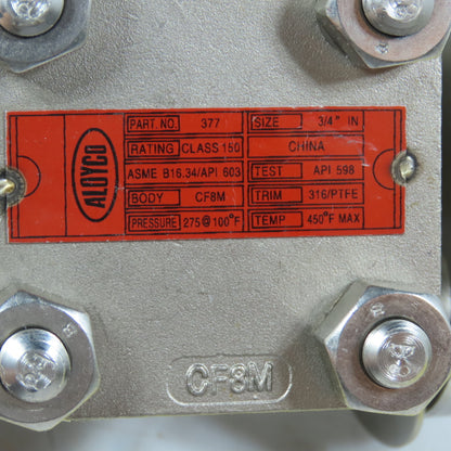 Aloyco 377 3/4" Class 150 Stainless Steel Swing Check Valve