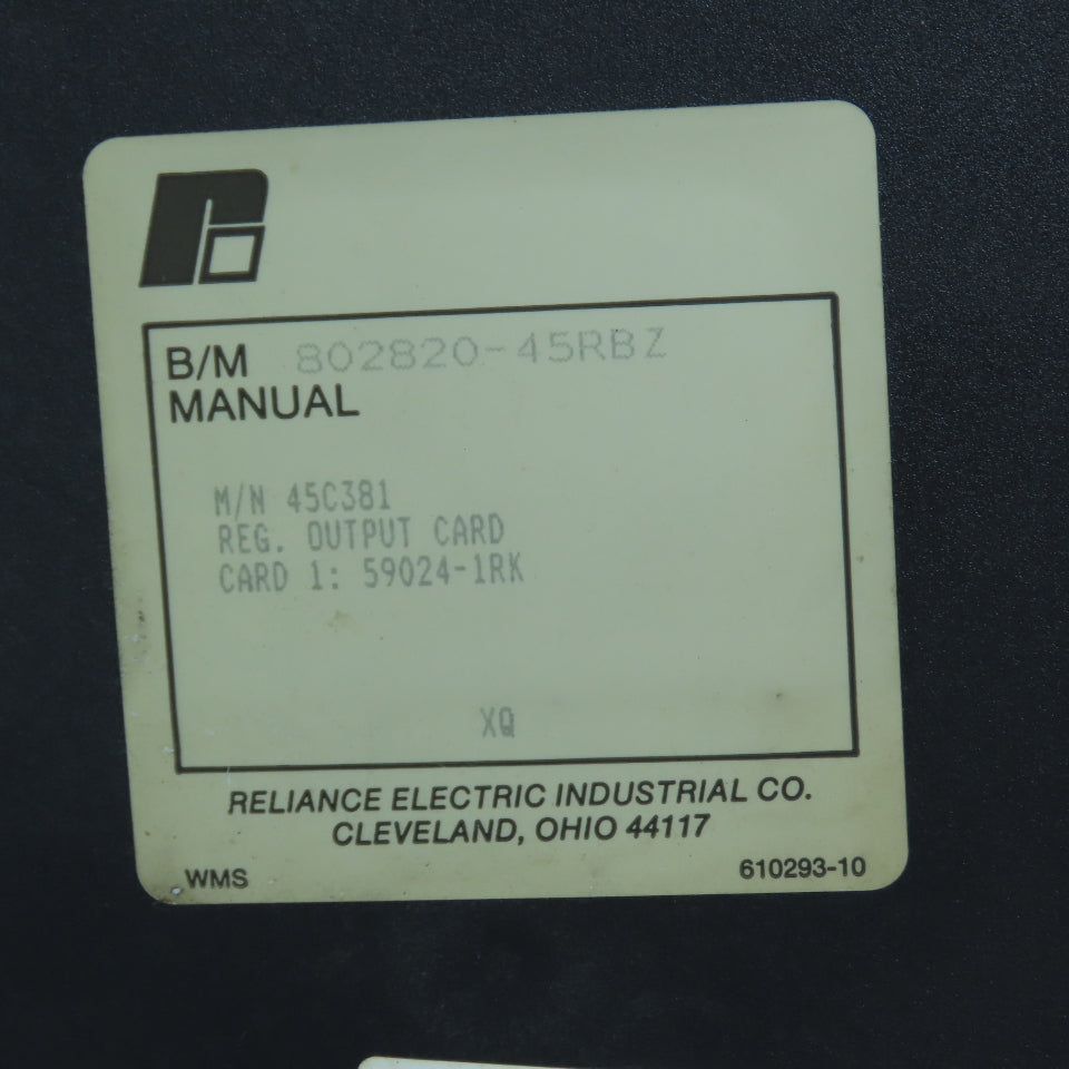 Reliance Electric 59024-1RK 45C381 AutoMate Register Output Card 802820-45RBZ