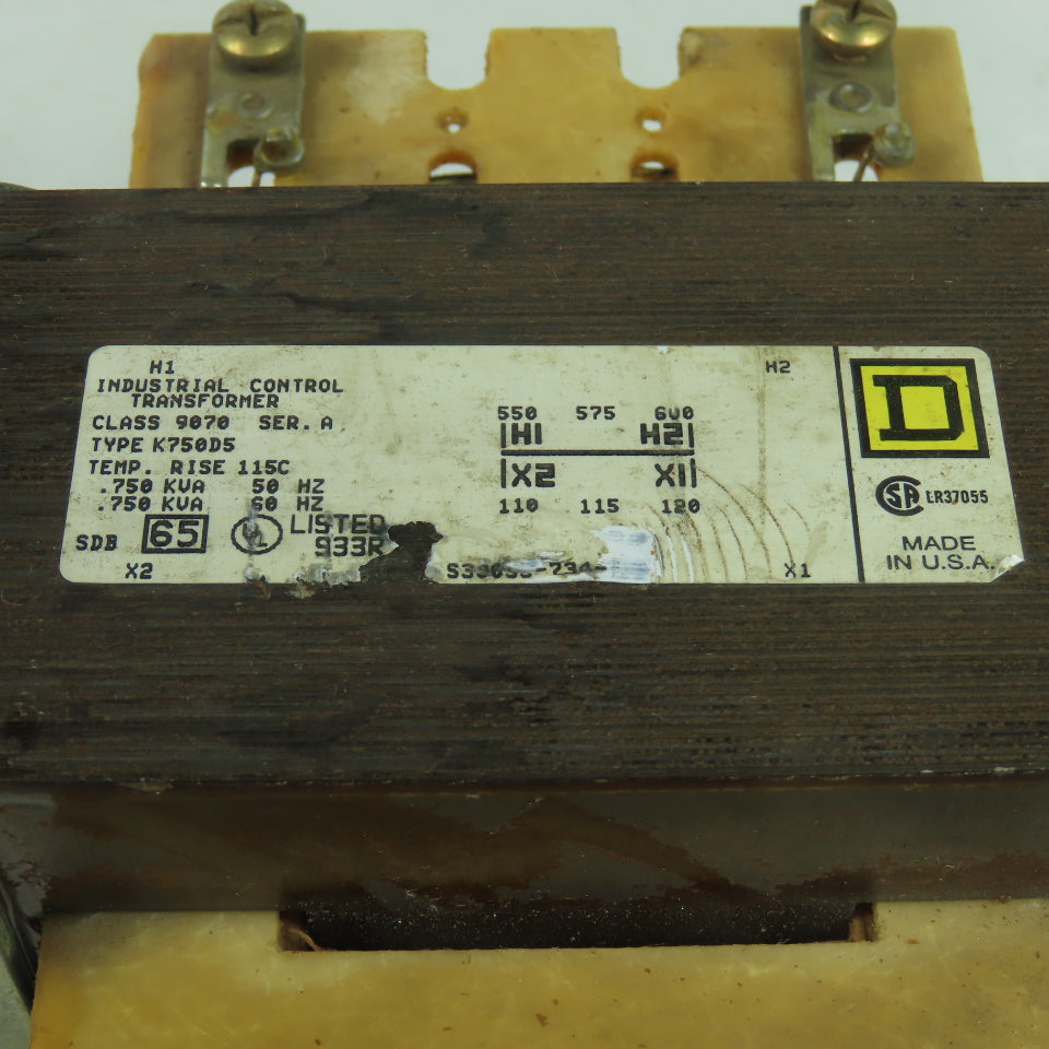 Square D 9070 K750D5 Industrial Control Transformer 0.750 kVA 600V-120V