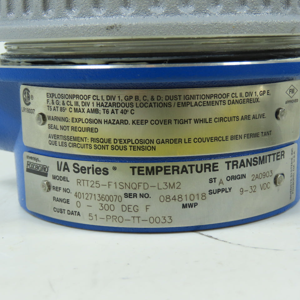 Foxboro RTT25-F1SNQFD-L3M2 I/A Series Temperature Transmitter 0-300 Deg F New