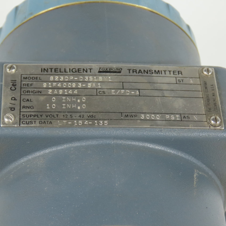 Foxboro 823DP-D3S1SM1 Intelligent Pressure Transmitter D/P Cell 3000 PSI MWP