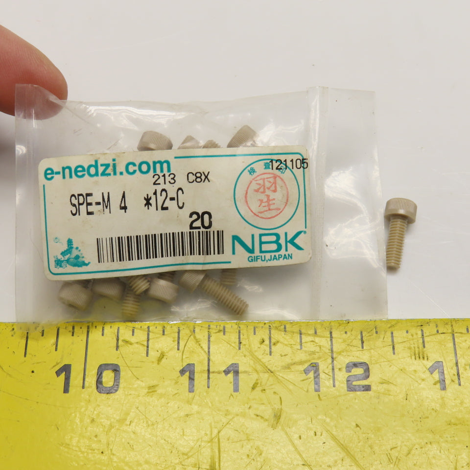NBK SPE-M 4*12-C M4 x .7mm x 12mm Long PEEK Plastic Socket Head Cap Screw Lot/20
